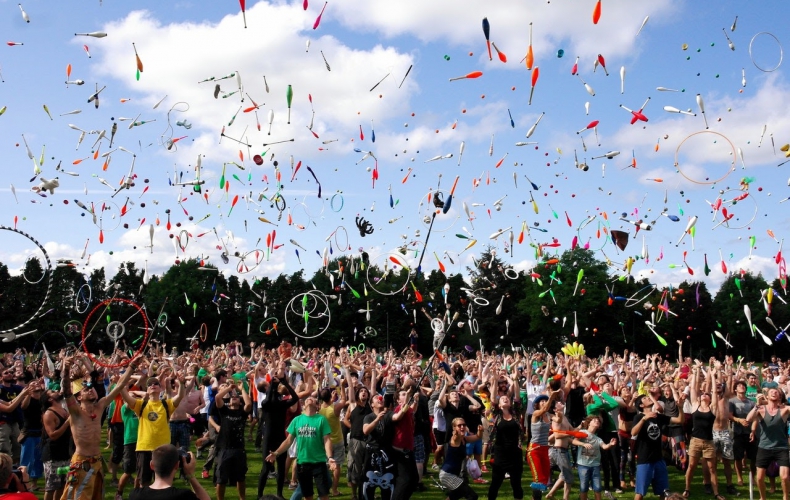 People enjoying an outdoor festival after COVID-19 lockdowns