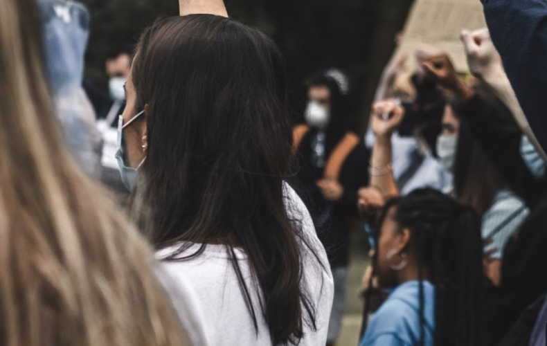 Volunteers protesting