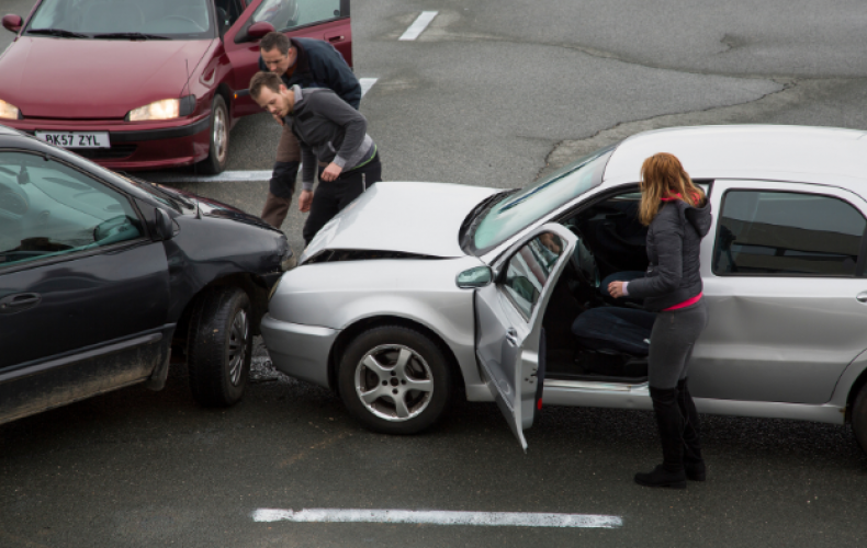 minor car collision on road