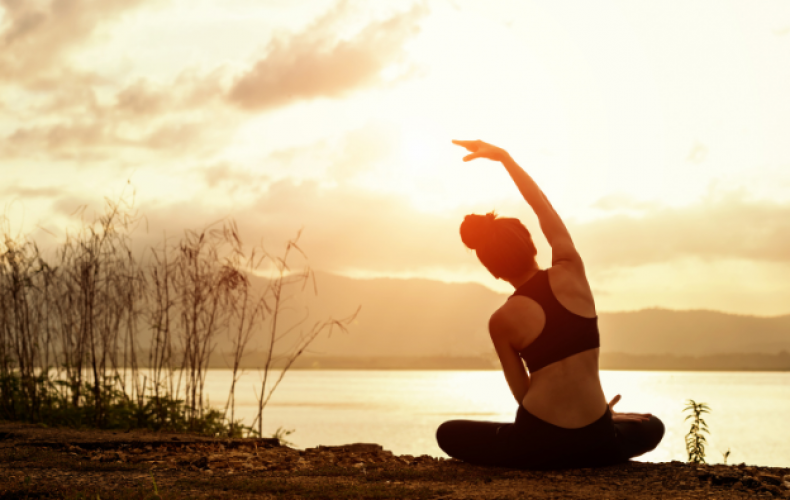 woman doing yoga